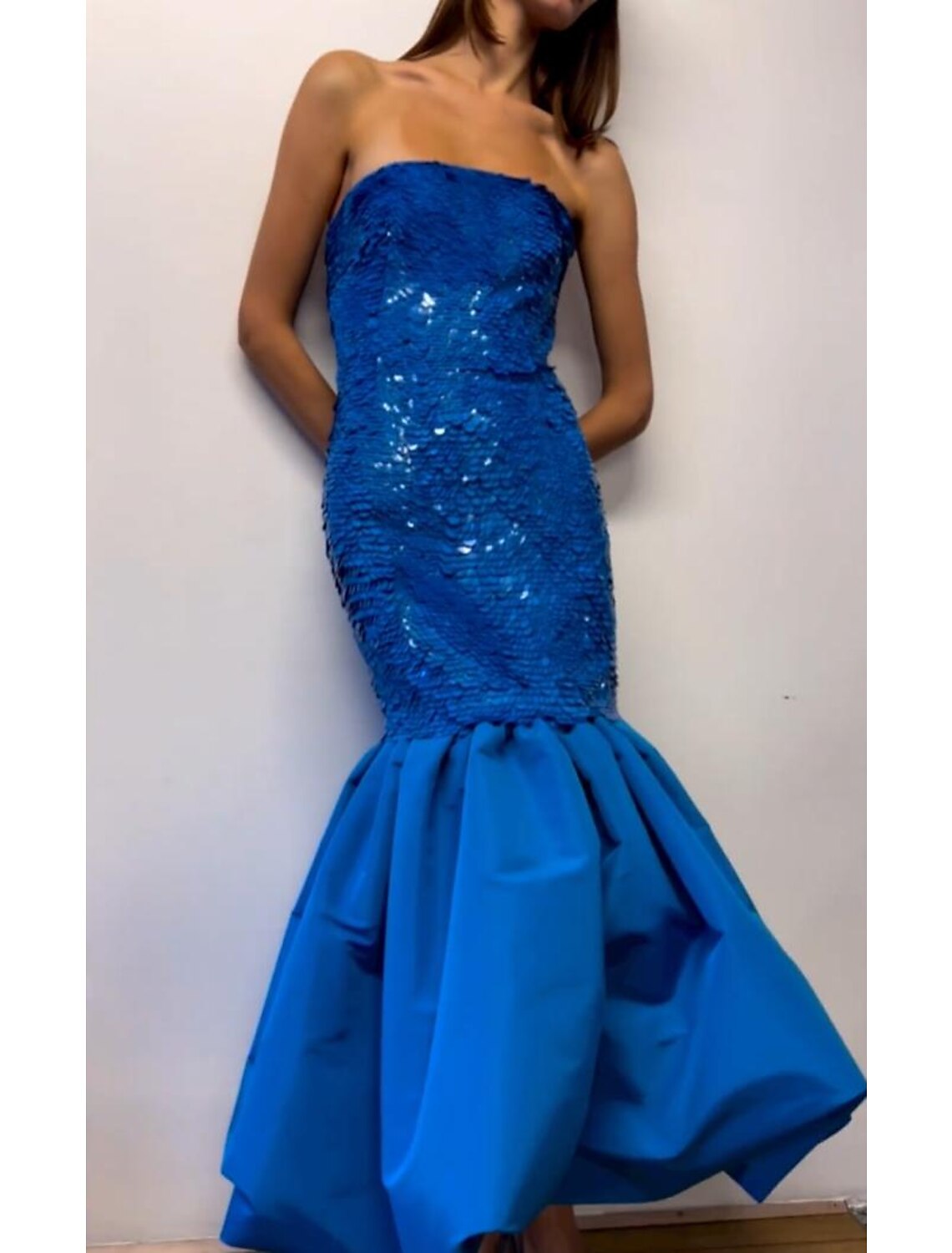 Mermaid / Trumpet Homecoming Dresses Vintage Dress Party Wear Prom Ankle Length Sleeveless Strapless Sequined with Sequin